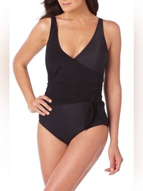 Magic Suit/  Miracle Suit black wrap front, size 10